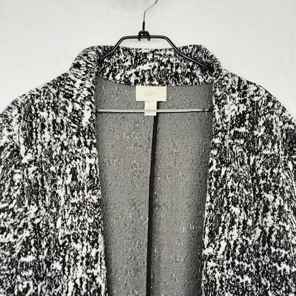 Ann Taylor Loft Black and White Open Front Coat Knit Noise Cardigan Z3 - Picture 2 of 7